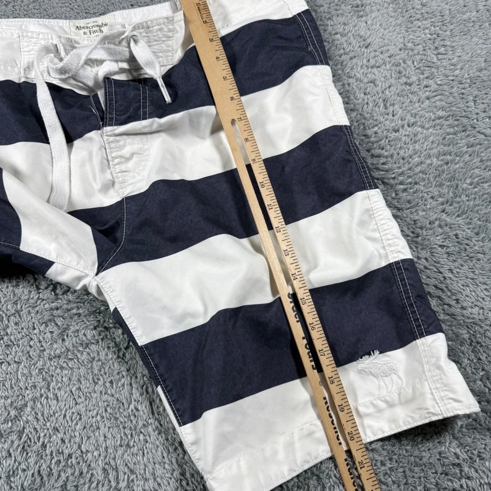 VTG Y2K Abercrombie & Fitch Board Shorts Mens XL Striped Color Block Blue White